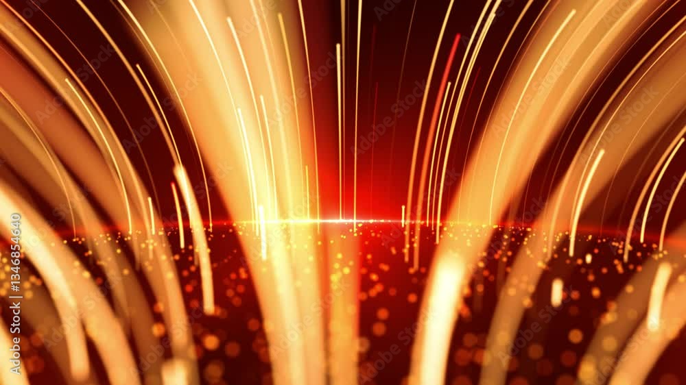 Poster orange light from dust particles creates beautiful bokeh. elegant abstract background video with lig