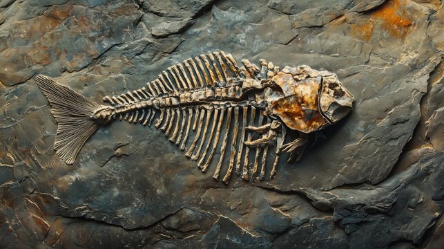 Detailed Fossil of Prehistoric Fish
