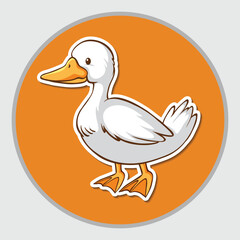 Cartoon duck on white background with wings and beak