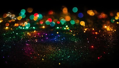 Multicolor bokeh, raining light, blurry lights, blurry background, rainbow confetti on a black background. Colorful bokeh lights abstract background with glowing light effects,6
