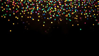 Multicolor bokeh, raining light, blurry lights, blurry background, rainbow confetti on a black background. Colorful bokeh lights abstract background with glowing light effects,023
