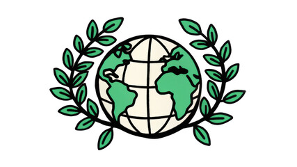 Earth day environment day PNG green botanical green earth leaf illustration, line art earth day illustration 