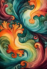 Vibrant abstract swirls of color in fluid motion art.