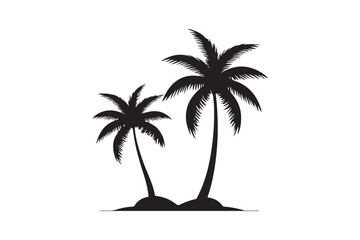Black Silhouette Palm Trees Vector