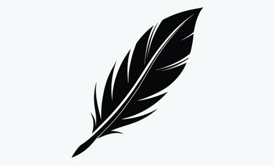 Fototapeta premium Bird feather silhouette, black feather vector illustration
