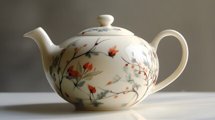 25. A delicate porcelain teapot with floral engravings