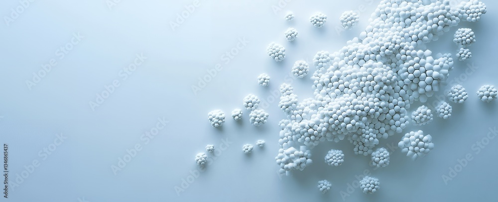 Poster abstract white spheres cluster background design texture 3d rendering