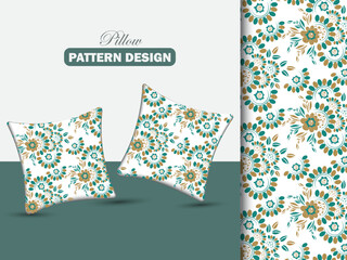 Floral Abstract Seamless Pillow Pattern With Hand Drawn Flower And Thai style Design For Clothing, Fabric, Background . Retro Elegance Repeat Print. Vintage design for Bedsheet, wallpaper or wrapping