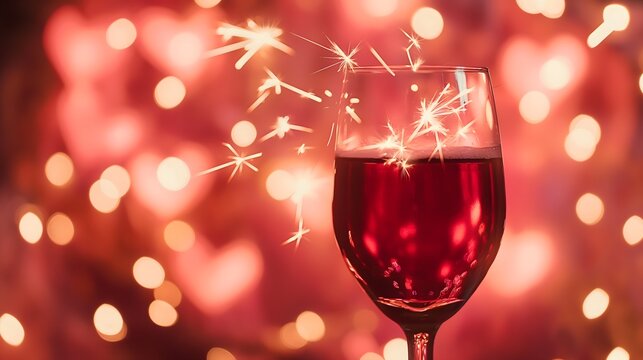 Sparkling Wine Glass with Festive Lights - Powered by Adobe