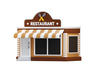 Restaurant icon 3d render concept of food shop, restaurant building, fast food shop icon vector illustration