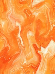 Vibrant orange and white marble texture with fluid swirls