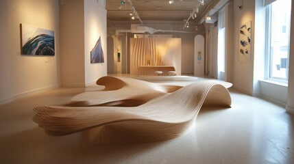 Fototapeta premium Modern Wooden Sculpture in Art Gallery