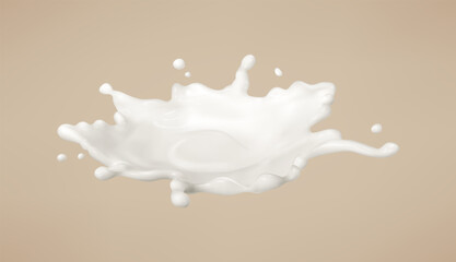 Milk splash. Natural dairy product, yogurt or cream splash with flying drops. Realistic vector illustration