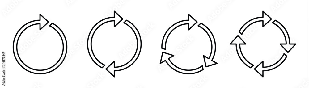 Poster rotation icon collection, circle arrow icon. refresh icon, reload icon. circular arrow icon vector i