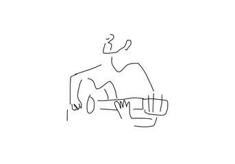 line art illustration of a person playing the guitar