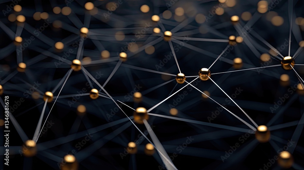 Poster complex nodes show the link between ai and blockchain in a digital landscape