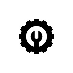 Obraz premium wrench with gear icon, simple flat style, illustration, logo sign symbol pictogram template, for ui or ux isolated on white for mobile app, editable