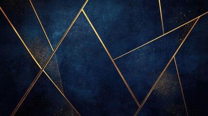 Abstract geometric background featuring dark blue and gold diagonal lines creating a modern aesthetic