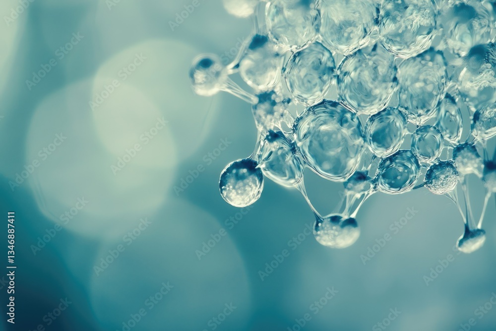 Aufkleber abstract close-up of a complex molecular structure, resembling a network of interconnected spheres.
