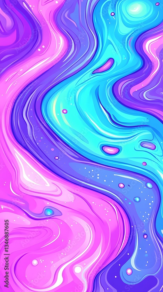 Poster vibrant swirls: an abstract expression of color and fluidity in harmony