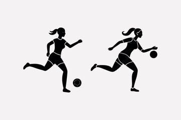 Woman Silhouettes of athletes running jumping and playing sports