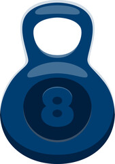 Cartoon number eight as a kettlebell math symbol, sport font, funny type, kids alphabet. Vector numeral 8 for fitness and strength training, children mathematics learning, health, gym and exercises