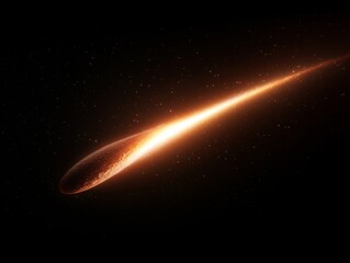 Fiery meteor streaks across the starry sky in glorious golden blaze