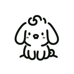 Fototapeta premium Cute Puppy Illustration, Cartoon Line Art Style, Black and White, Adorable Pet