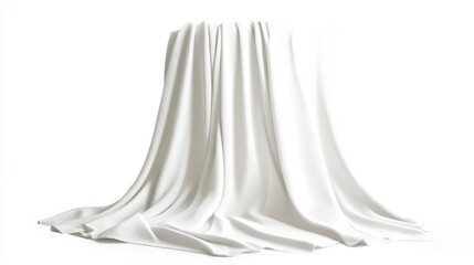 A smooth, white fabric draped elegantly over a table, creating a soft, inviting atmosphere for display