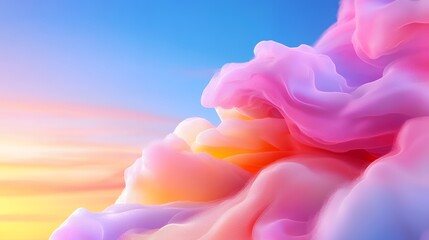 Colorful Abstract Clouds Against Blue and Orange Sky Background Art
