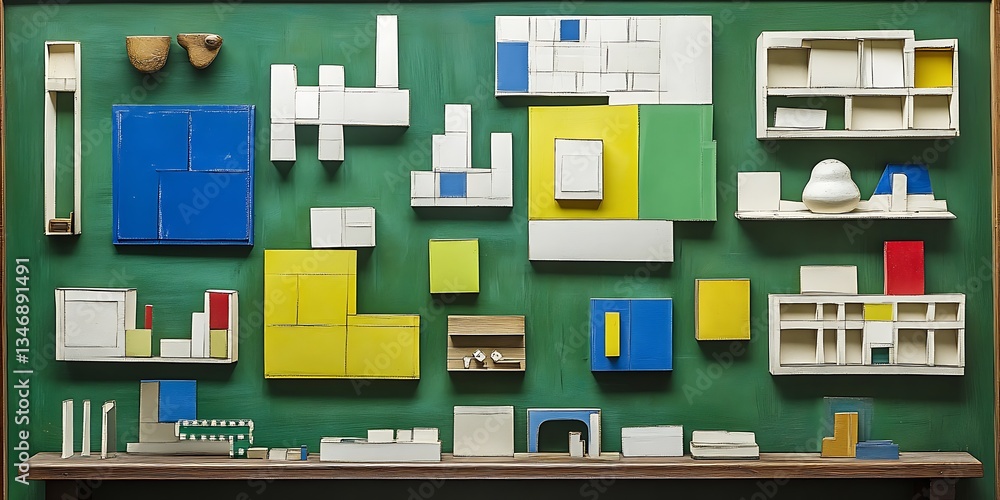 Poster chromatic geometry: a composition of modular forms on chalkboard backdrop