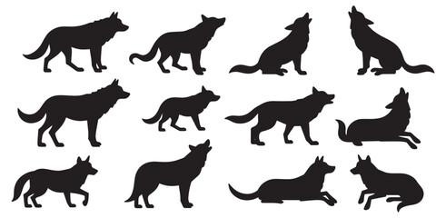 dog silhouettes vector