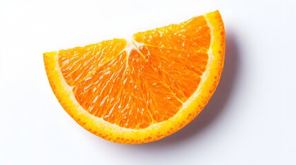 Freshly Cut Orange Slice Displaying Vibrant Citrus Color and Juicy Texture on White Background
