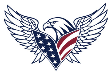 A vector design featuring eagle wings framing a heart, embodying love and strength, a classic tattoo or vintage illustration element
