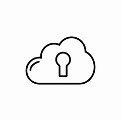 Cloud security lock icon vector sign