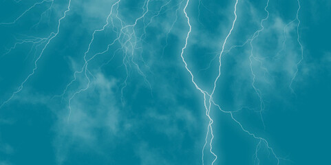 Mountainous Cumulus Clouds Boiling in the Summer Sky. White cloudiness, mist or smog overlay backgrounds. Wide sky and clouds dark tone. Dark cloud at evening sky with thunder bolt.