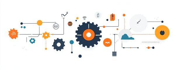 Fototapeta premium Connected gears, process workflow