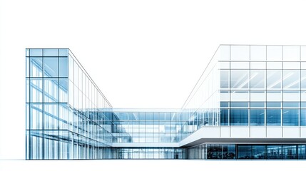 Modern glass office building architectural rendering