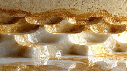 Beige and gold stone paneling