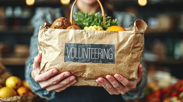 Individuals gather to volunteer at a local food organization, distributing fresh produce to help support equality and provide assistance to families facing food insecurity.