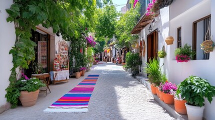 Fototapeta premium Colorful street with shops