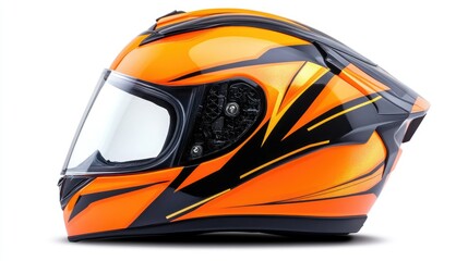 Fototapeta premium Stylish new motorcycle helmet featuring premium padding and aerodynamic vents, isolated on white.