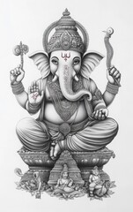 Ganesha in Monochrome Sketch