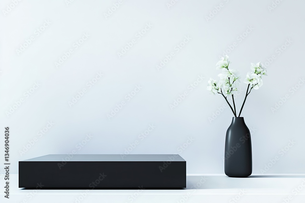 Poster matte monochrome podium with precise lines and smooth surfaces displayed in clean and minimal settin
