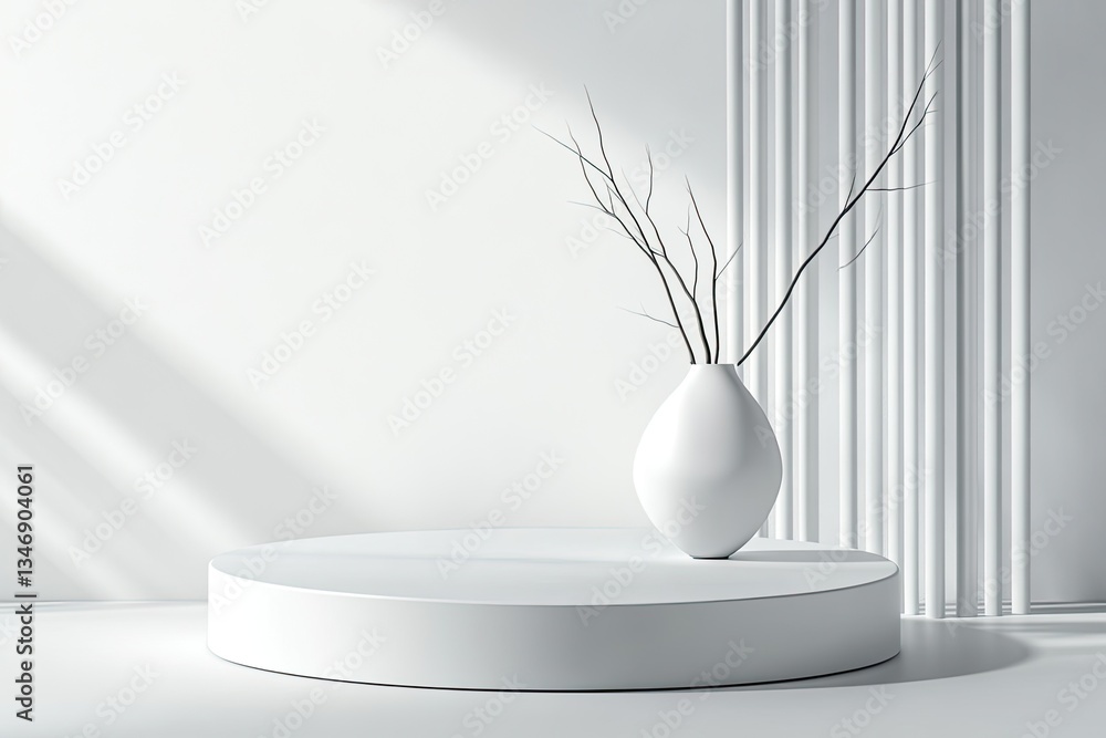Poster matte monochrome podium with precise lines and smooth surfaces displayed in clean and minimal settin