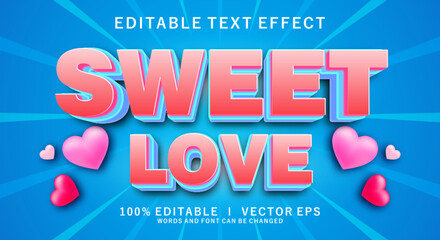 sweet love 3d vector text effect with modern style design