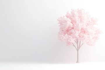 Fototapeta premium Soft pink tree against a white backdrop