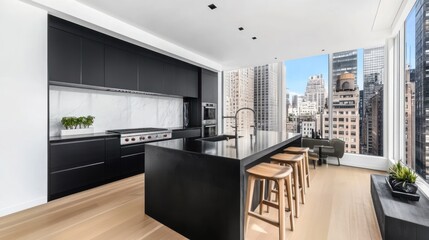 Modern Manhattan Kitchen with City View
