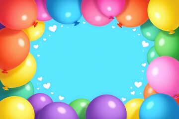 frame made of colorful balloons with hearts and stars