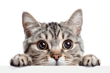 Obraz premium Curious kitten peeking over edge